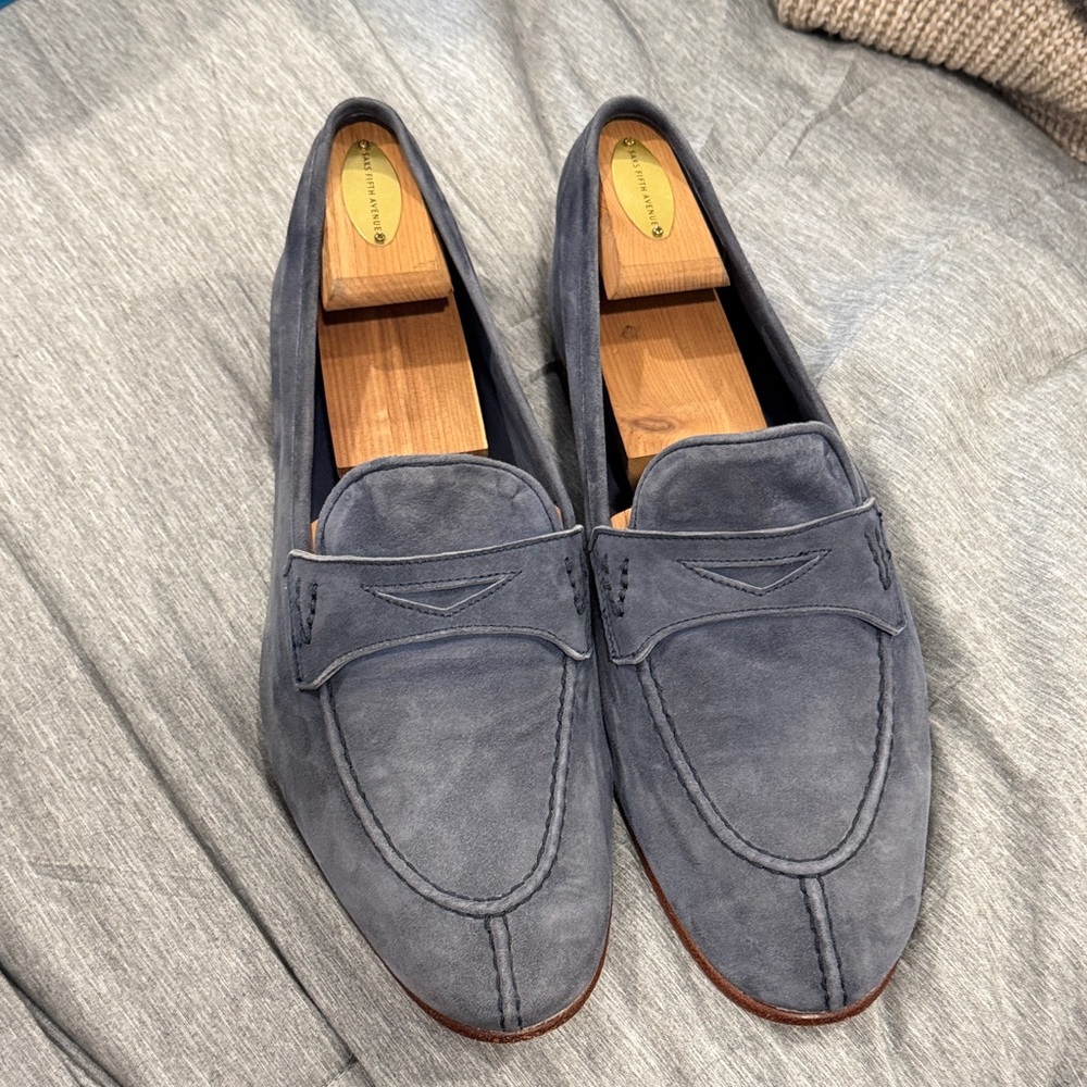Isaia Slate Suede Loafers